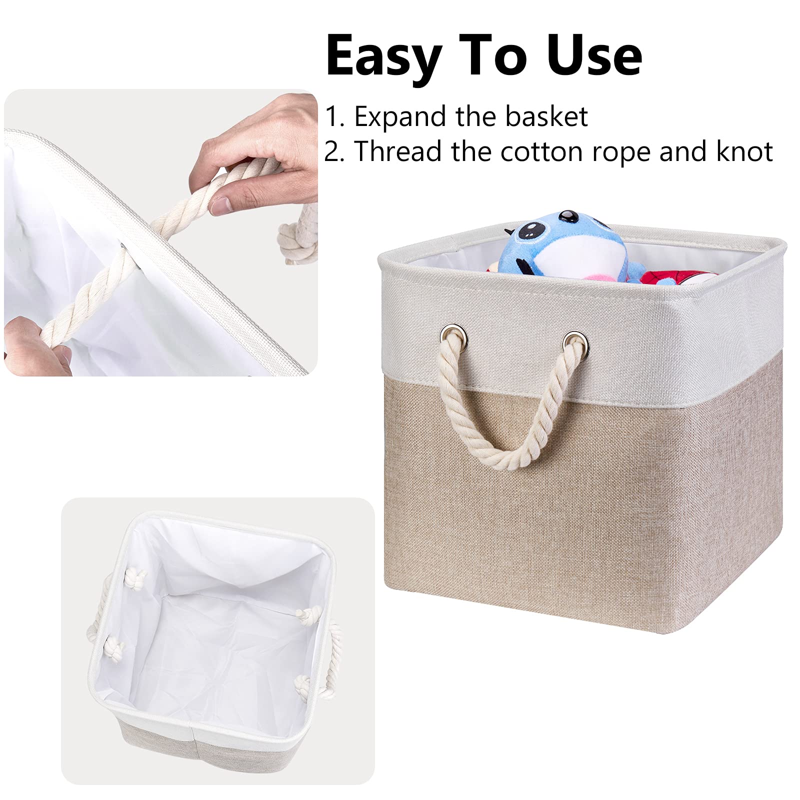 Amazon.com - HSDT Fabric Cube Storage Bins 13x13x12.5 Inch Light